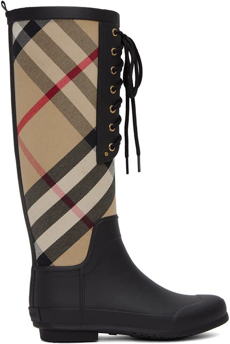 burberry knee high rain boots|Burberry boots with clear heels.